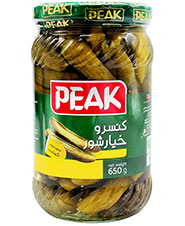 کنسرو خيارشور درجه يک شيشه پیک 650 گرمي