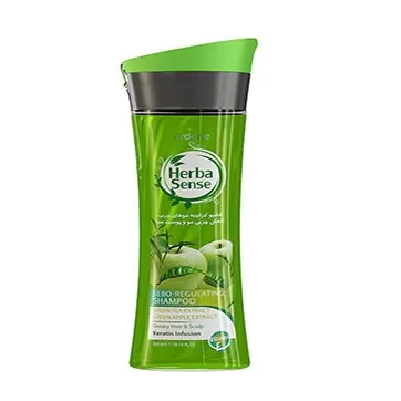 شامپو کراتینه کنترل کننده چربی مو با عصاره های چای سبز و سیب سبز آردن هرباسنس 300 میلی لیتری 