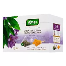 دمنوش چای سبز و زعفران با نبات گپ ۱۲ عددی