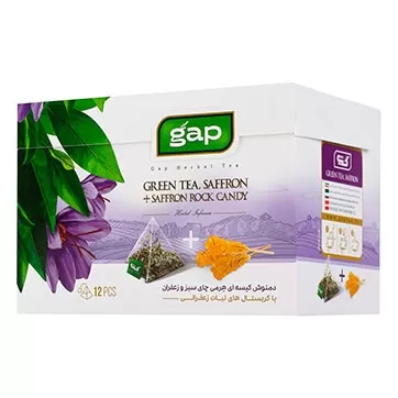 دمنوش چای سبز و زعفران با نبات گپ 12 عددی