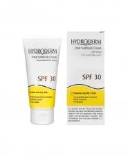 کرم ضد آفتاب بی رنگ SPF30 مناسب پوست های خشک و معمولی هیدرودرم 50 میلی لیتری