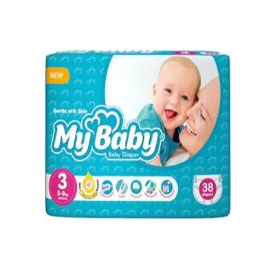 پوشک کودک سایز 3 متوسط 5-9 کیلو مای بیبی 38 عددی