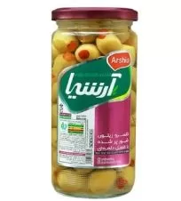 زیتون شور پر شده با فلفل دلمه ای آرشیا ۴۸۰ گرمی