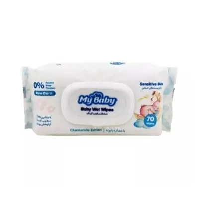 دستمال مرطوب مای بیبی 70 برگ با عصاره بابونه مناسب کودک