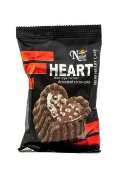 کیک قلبی کاکائویی با کرم کاکائو و تزئین دراژه کاکائویی نظری 65 گرمی