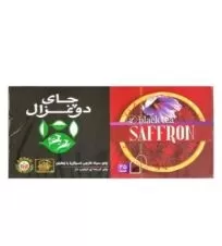 چای کیسه ای سیاه زعفرانی دوغزال ۲۵ عددی
