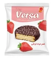 بیسکویت با کرم توت فرنگی و روکش شکلات مینو ۴۰ گرمی