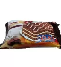 کیک اسفنجی سه لایه کاکائویی با مغزی کرم وانیلی درنا ۸۰ گرمی