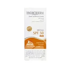 کرم ضد آفتاب کرم پودری بژ متوسط SPF50  فاقد چربی هیدرودرم 50 میلی لیتری
