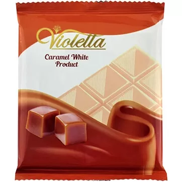 شکلات تابلت سفید با طعم کاراملی ویولتا 55 گرمی
